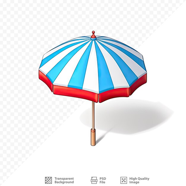 PSD un parapluie rouge et bleu avec une bande blanche dessus.