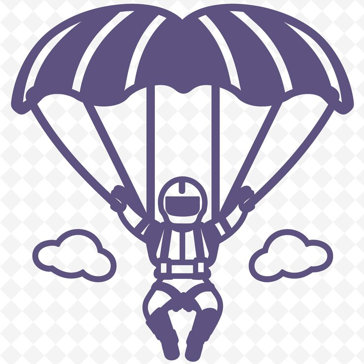 PSD paraquedas png com logotipo temático do céu com uma nuvem de pássaro ou um contorno de arte s designs criativos
