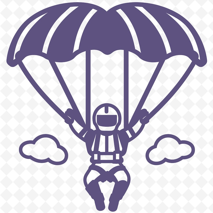 PSD paraquedas png com logotipo temático do céu com uma nuvem de pássaro ou um contorno de arte s designs criativos
