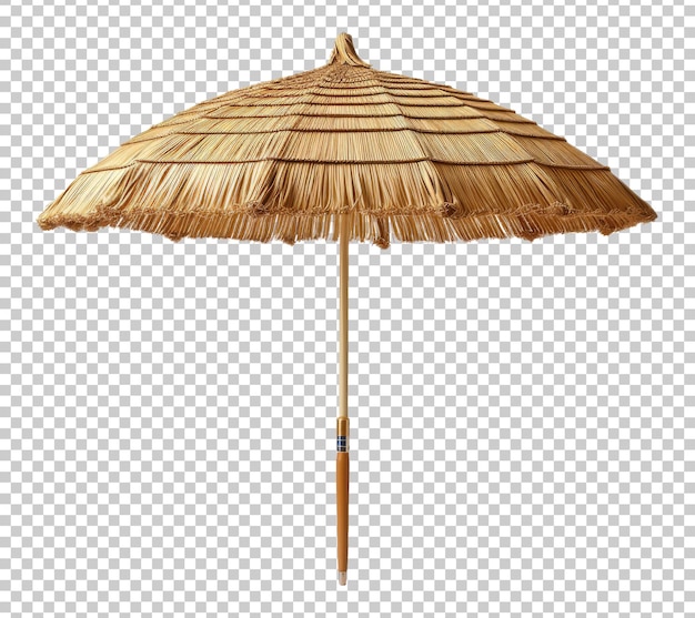 Parasol de plage en paille isolé sur fond transparent