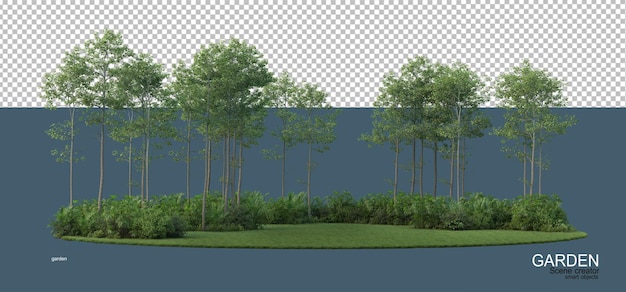 PSD un parc forestier avec une grande variété d'arbres