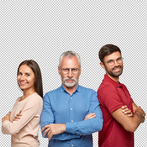 Parceiros de negócios felizes e confiantes em si mesmos apoiam-se