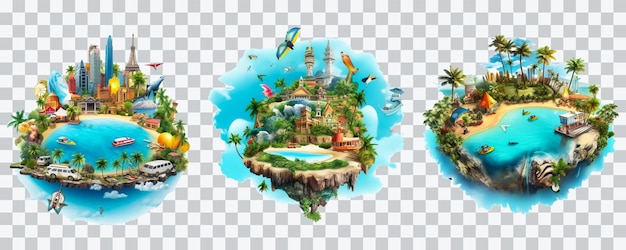 Parcourez le concept de monument du monde sur fond transparent