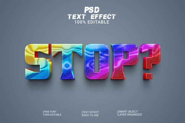 Pare o efeito de texto 3d psd