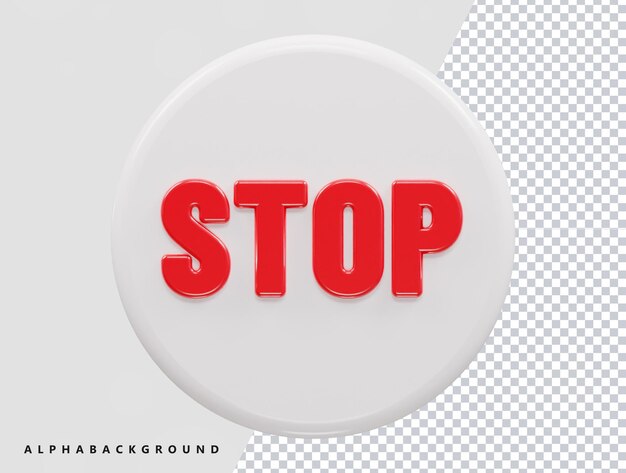 Pare o efeito de texto de ilustração de renderização 3d do ícone