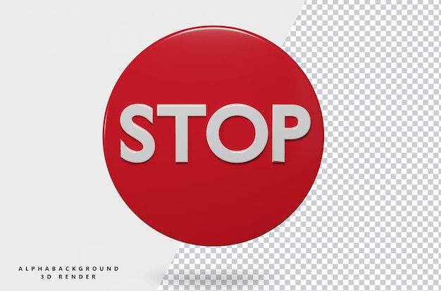 Pare o ícone 3d renderizado fundo transparente PSD