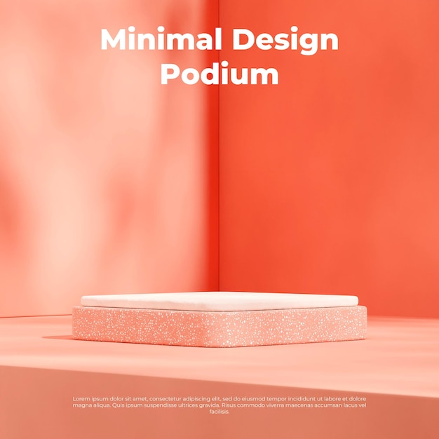 pared de color mínimo render 3d maqueta en blanco podio de bloque de terrazo naranja blanco en cuadrado