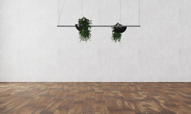 PSD pared elegante con lámpara moderna y parquet