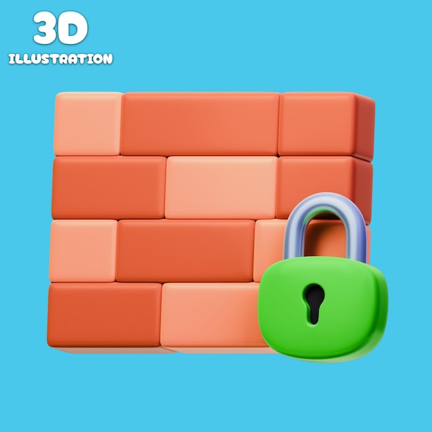 Pared de fuego 3D con ilustración de bloqueo