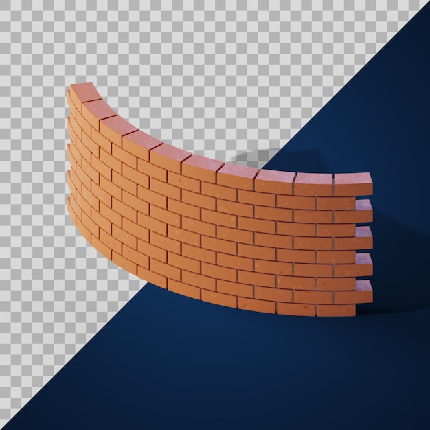 PSD pared de ladrillo curva estilizada en 3d