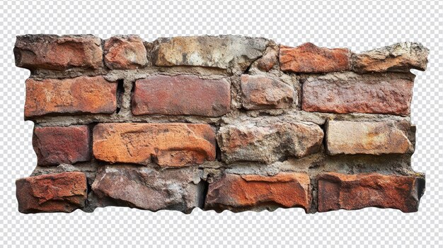 Pared de ladrillo resistente con superficies texturizadas y variados tonos de color, perfecta para mostrar la arquitectura rústica en entornos urbanos
