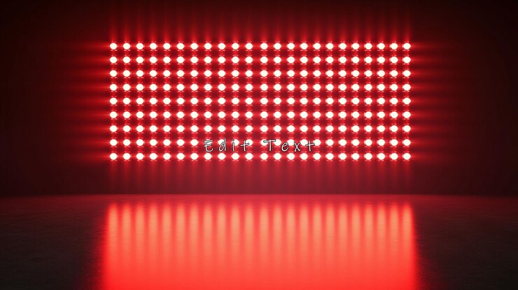 PSD pared de luz led roja con reflejo en el suelo