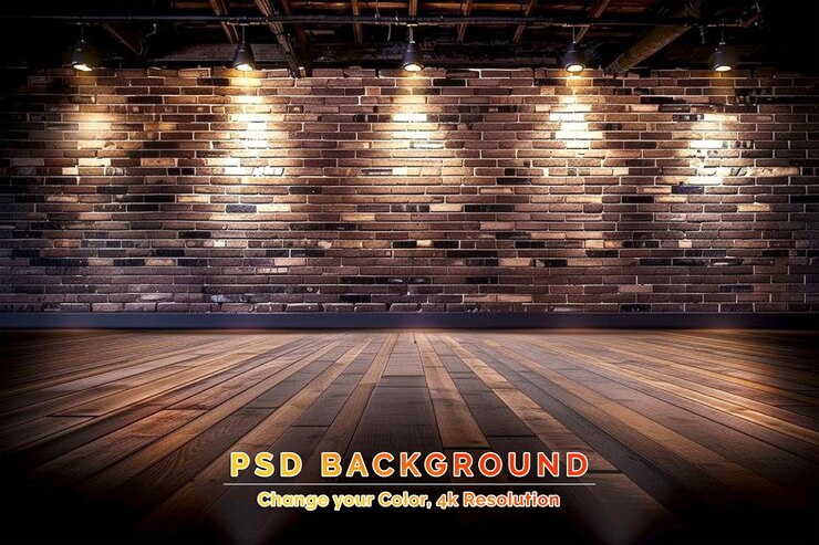 PSD pared de panel de madera con decoración de iluminación fluorescente en el techo