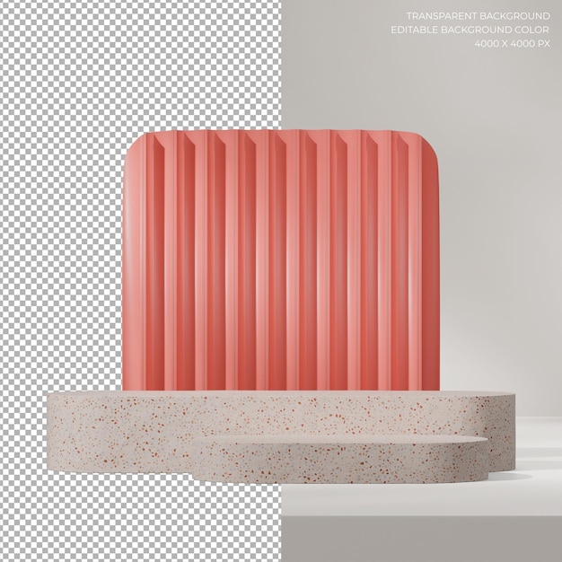 pared rosada texturizada renderización 3d fondo transparente de terrazzo rosado textura podio en el cuadrado