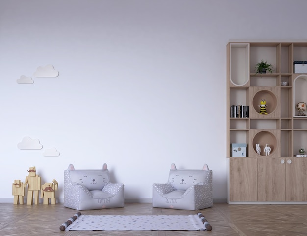 parede branca para maquete de parede no quarto de crianças fofas
