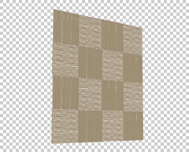 Parede de bambu isolada na ilustração de renderização 3d de fundo transparente