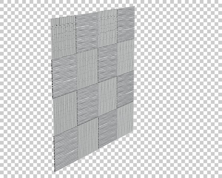 PSD parede de bambu isolada na ilustração de renderização 3d de fundo transparente