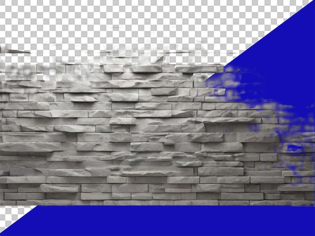 PSD parede de pedra cinzenta 3d em fundo transparente