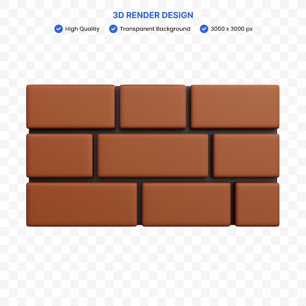 PSD parede de tijolo marrom de renderização 3d isolada