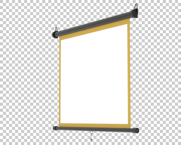 Parede do projetor de tela na ilustração de renderização 3d de fundo transparente