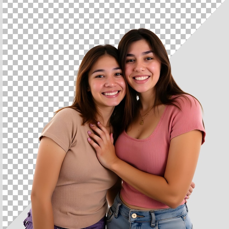 PSD pareja abrazándose en un fondo transparente
