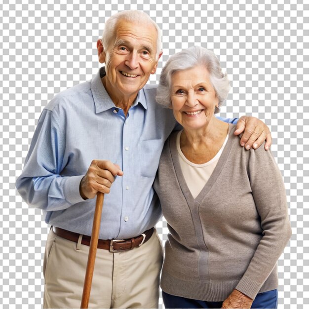 PSD una pareja de ancianos con un palo y un abuelo feliz