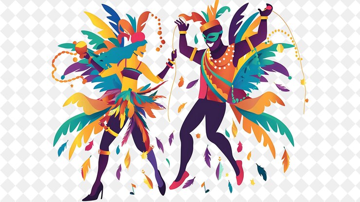 PSD una pareja bailando en un baile de mardi gras diseño es opulento y gl flat festival de ilustración del mundo