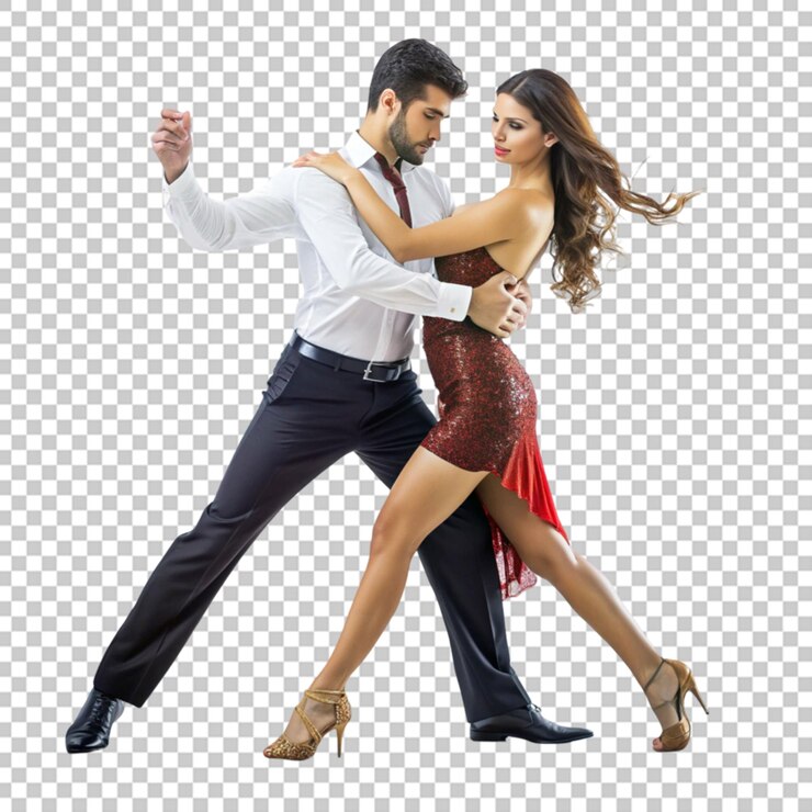 PSD una pareja bailando en un fondo transparente