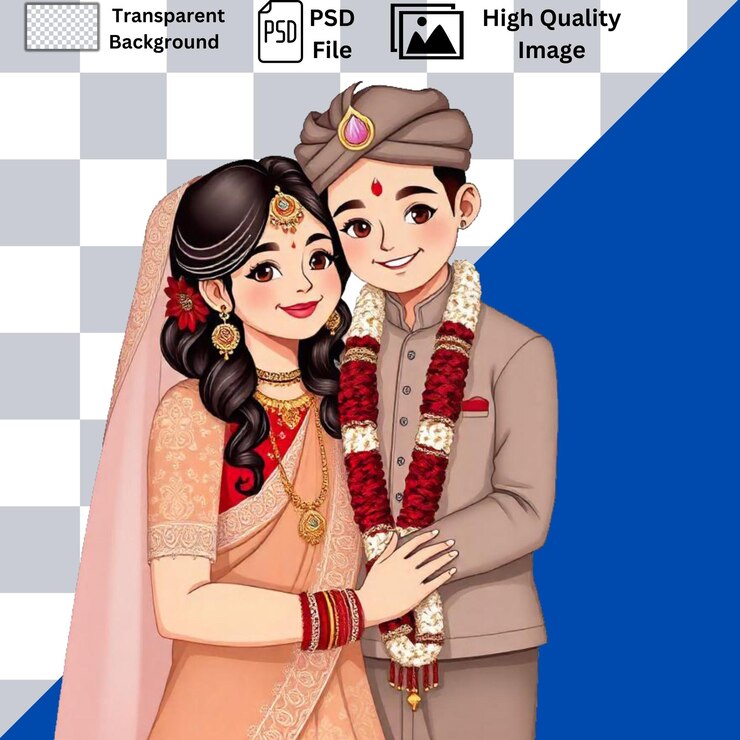 PSD pareja de bodas indias