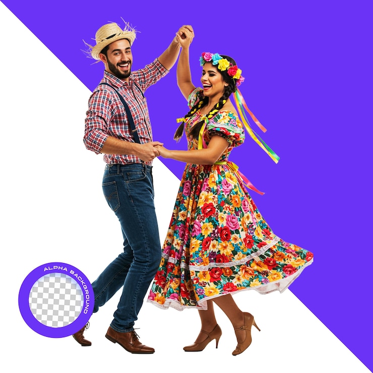 PSD la pareja brasileña festa junina bailando y celebrando el festival de sao joao