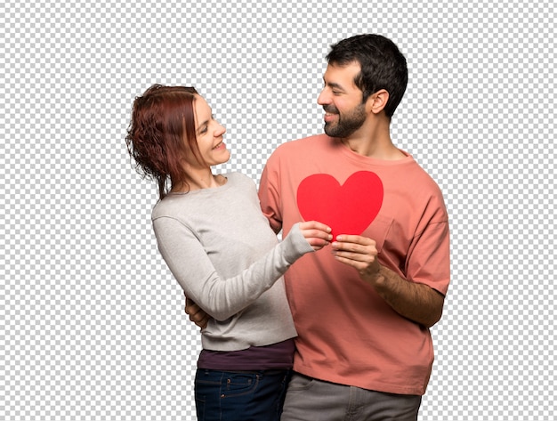 Pareja en el día de san valentín con un símbolo de corazón