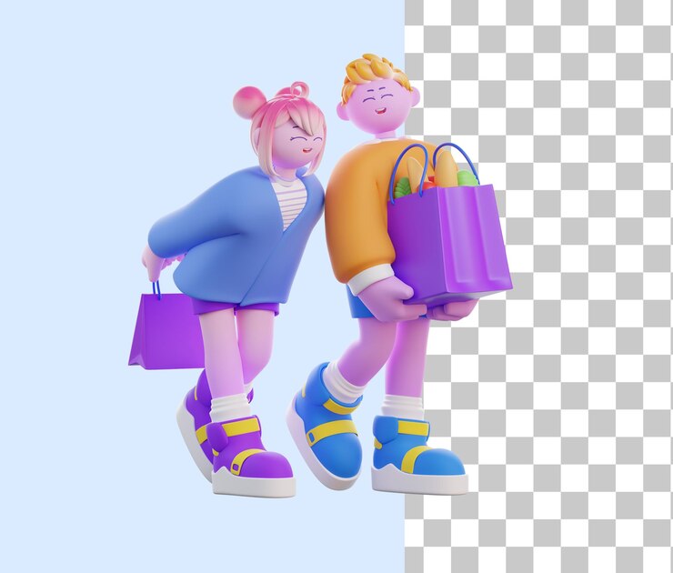 PSD pareja, hacer, comestibles, compras