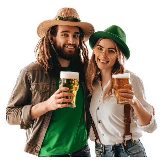 PSD una pareja joven con cerveza.