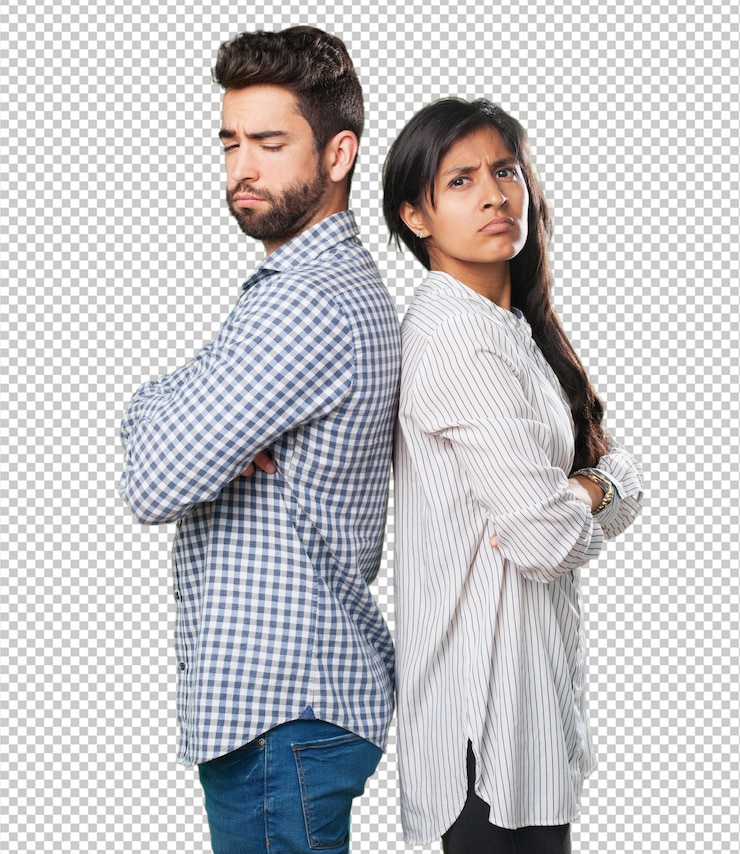 PSD pareja joven enojado que tiene problemas
