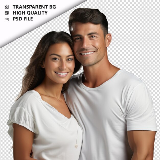 Una pareja latina inocente con un fondo blanco de estilo ultra realista