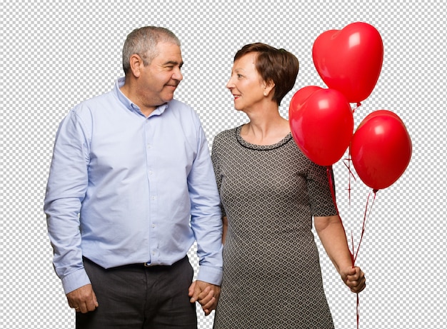 Pareja de mediana edad celebrando el día de san valentín