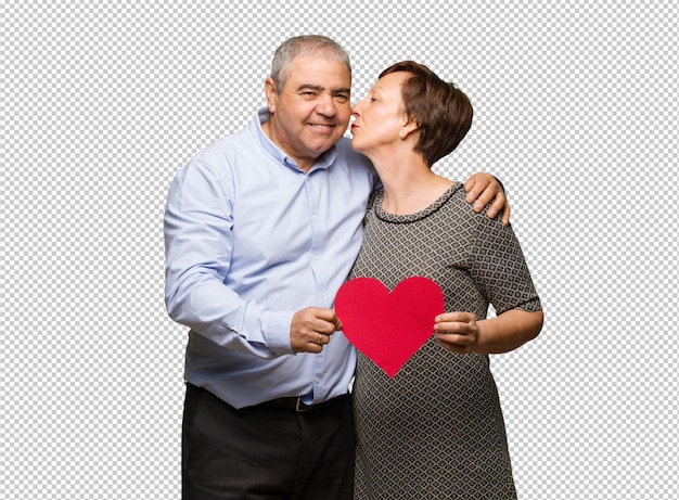 Pareja de mediana edad celebrando el día de san valentín