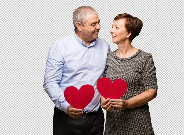 Pareja de mediana edad celebrando el día de san valentín