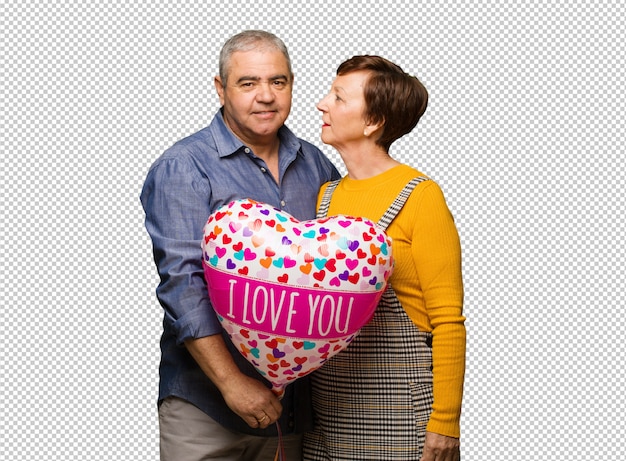 Pareja de mediana edad celebrando el día de san valentín