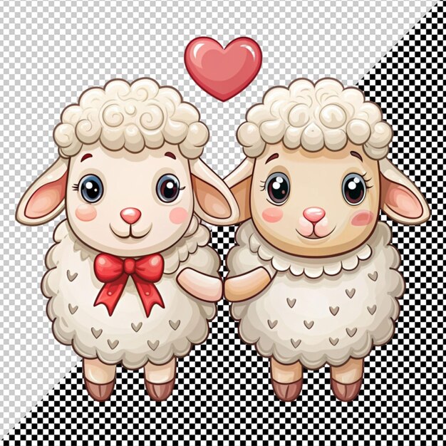 PSD una pareja de ovejas lindas en un fondo transparente