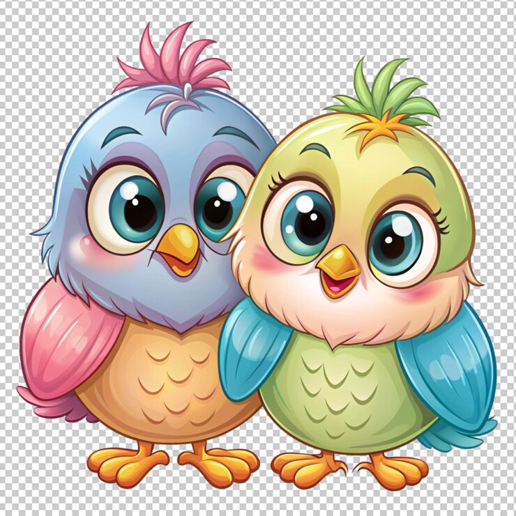 PSD pareja de pájaros de dibujos animados