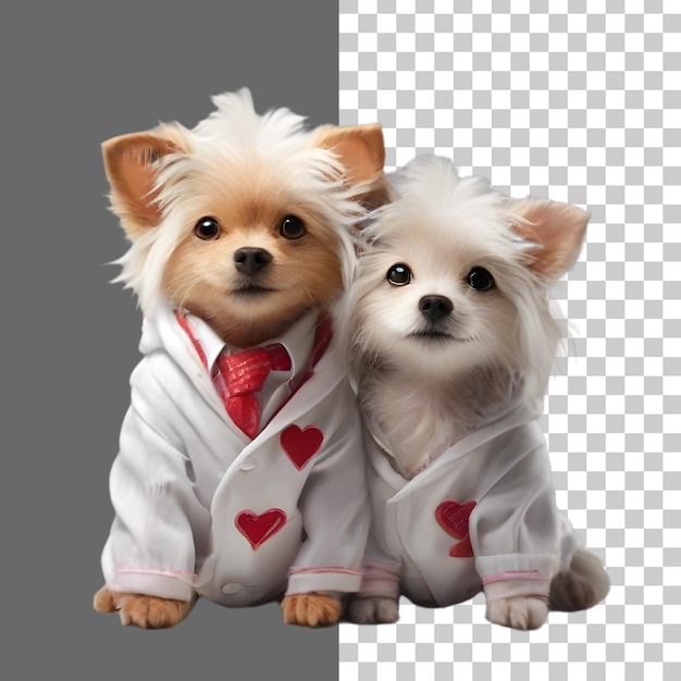 PSD pareja de perros perros machos y hembras celebran el amor en el día de san valentín en febrero ilustración