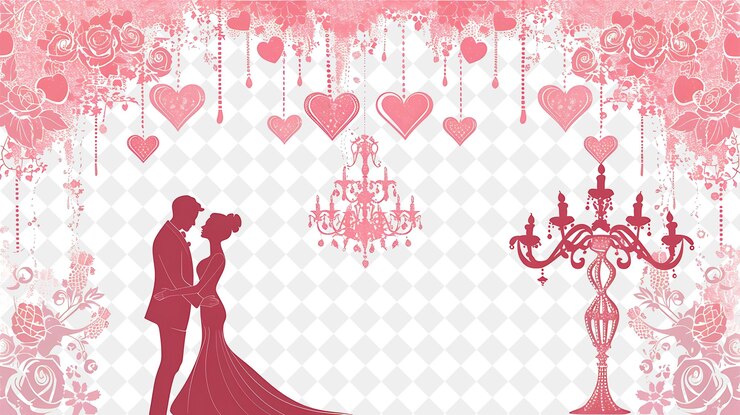 PSD una pareja que asiste a un baile de san valentín el diseño es romántico un festival de ilustración plana del mundo