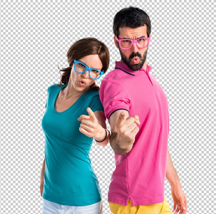 PSD pareja con ropa colorida