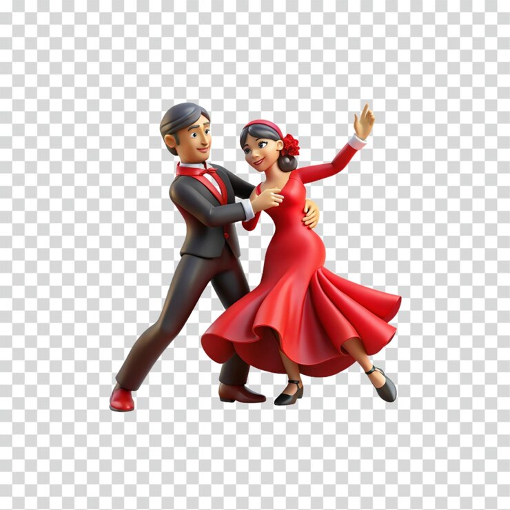 PSD parejas bailando 3d render de baile de salón