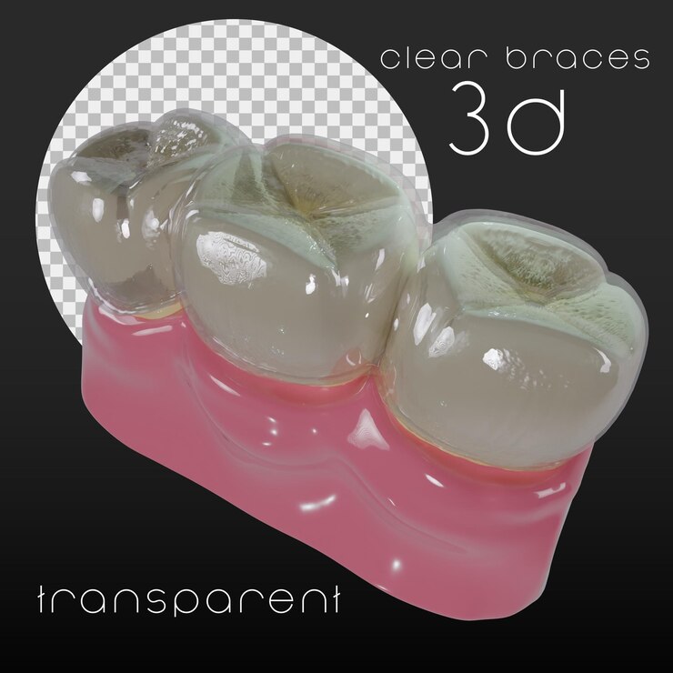 PSD parentescos claros con dientes transparentes en 3d