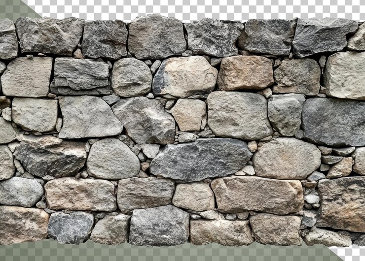 PSD parete in pietra di png realizzata con rocce naturali di varie dimensioni