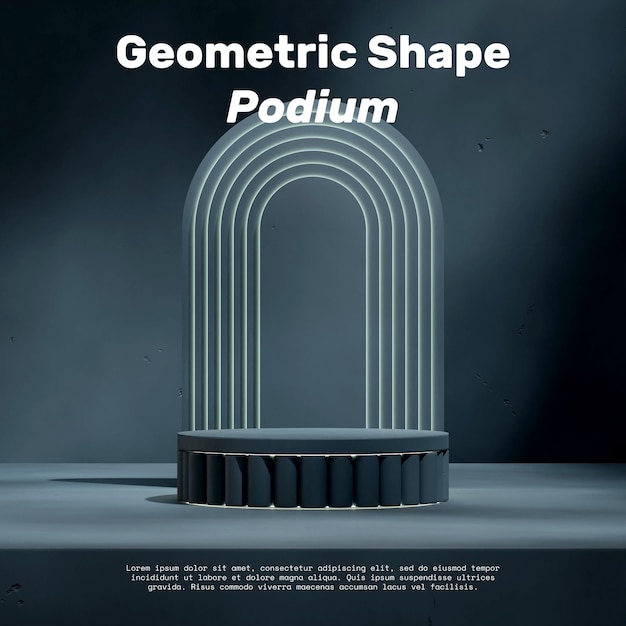 parete minima grigio scuro l'immagine 3d rende il mockup vuoto podio illuminato e testurizzato in piazza