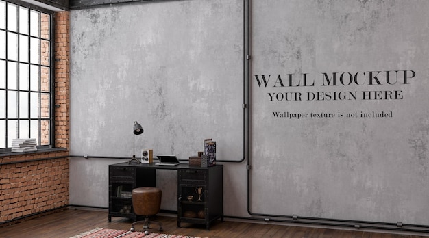 Parete mockup per sala studio in stile loft per le tue idee di design