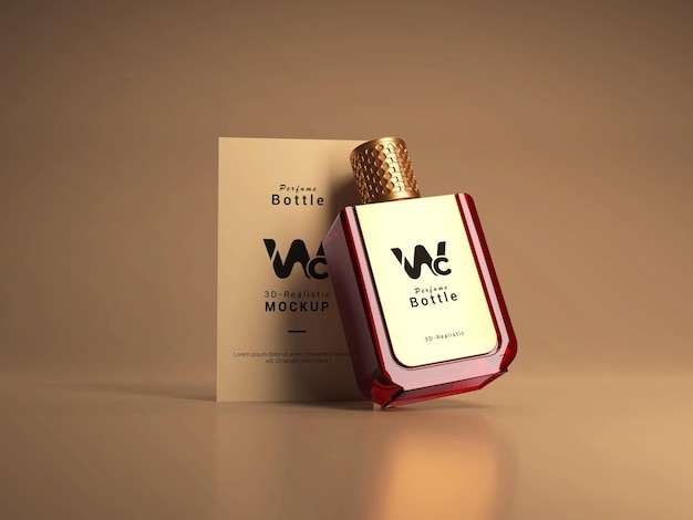 PSD parfümflasche mit box mockup